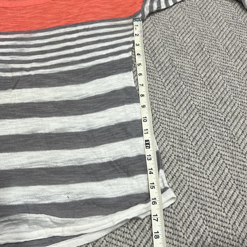 Coral and Gray Striped Women's Top - Picture 4 of 5